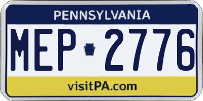PA license plate MEP2776