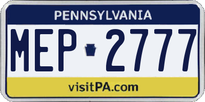 PA license plate MEP2777