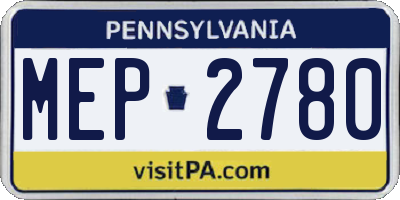 PA license plate MEP2780