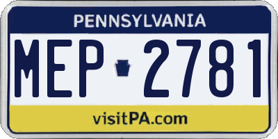 PA license plate MEP2781