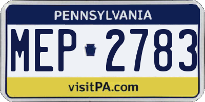 PA license plate MEP2783