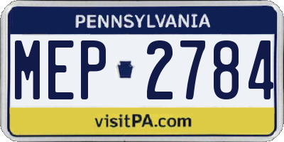 PA license plate MEP2784