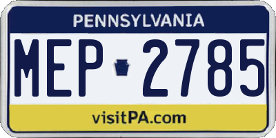 PA license plate MEP2785