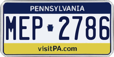 PA license plate MEP2786