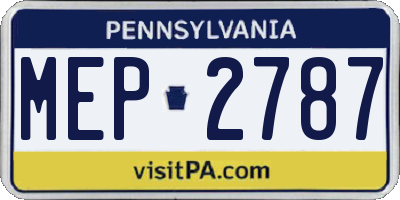 PA license plate MEP2787
