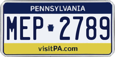 PA license plate MEP2789