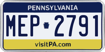PA license plate MEP2791