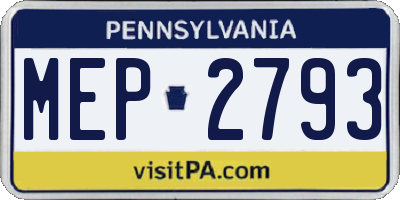 PA license plate MEP2793