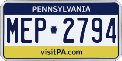 PA license plate MEP2794