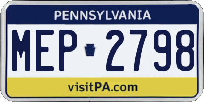 PA license plate MEP2798