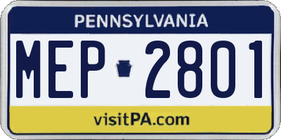 PA license plate MEP2801