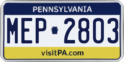 PA license plate MEP2803