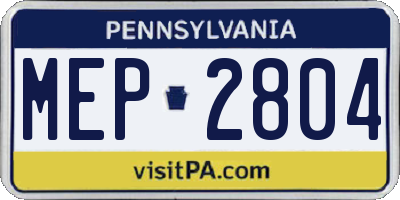 PA license plate MEP2804