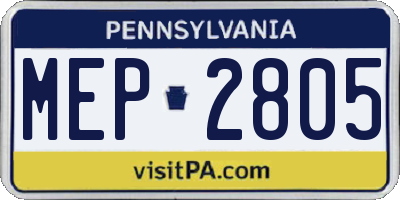 PA license plate MEP2805