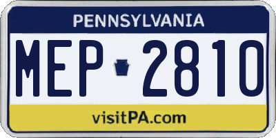 PA license plate MEP2810