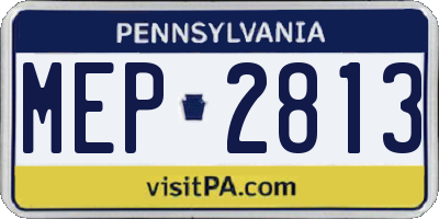 PA license plate MEP2813