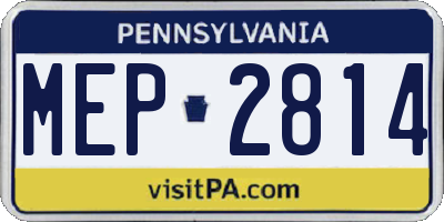 PA license plate MEP2814