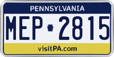 PA license plate MEP2815