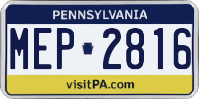 PA license plate MEP2816