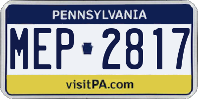 PA license plate MEP2817