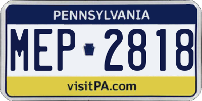 PA license plate MEP2818