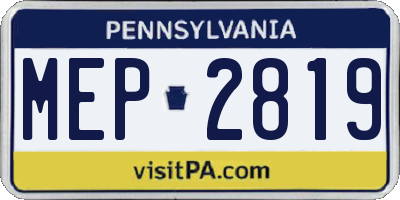 PA license plate MEP2819