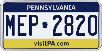 PA license plate MEP2820