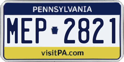 PA license plate MEP2821