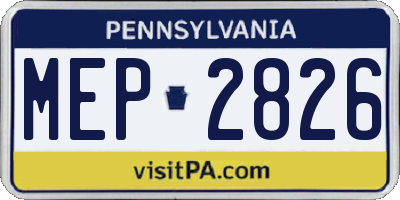PA license plate MEP2826