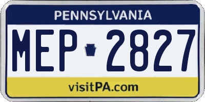 PA license plate MEP2827