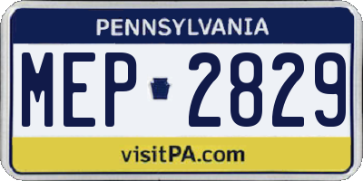 PA license plate MEP2829