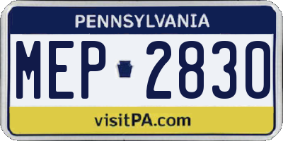 PA license plate MEP2830