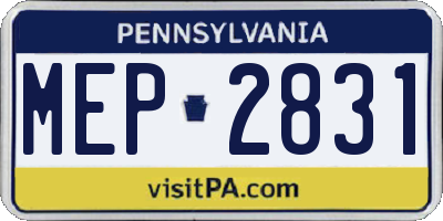PA license plate MEP2831
