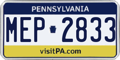 PA license plate MEP2833