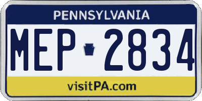 PA license plate MEP2834