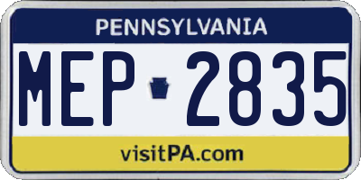 PA license plate MEP2835