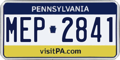 PA license plate MEP2841