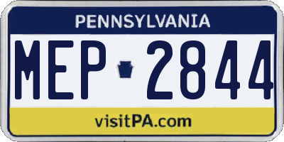 PA license plate MEP2844