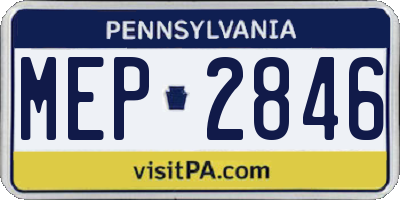 PA license plate MEP2846