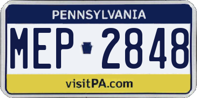 PA license plate MEP2848