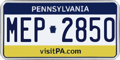PA license plate MEP2850