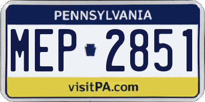 PA license plate MEP2851