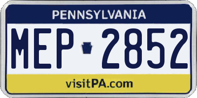 PA license plate MEP2852
