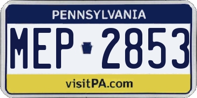 PA license plate MEP2853
