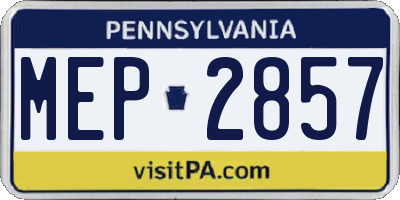 PA license plate MEP2857