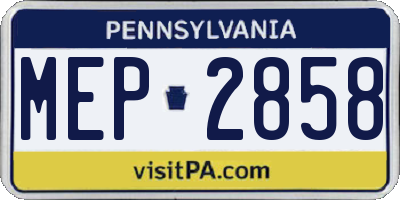 PA license plate MEP2858