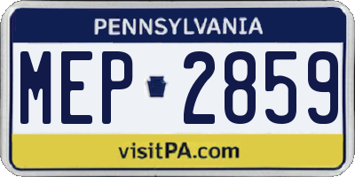PA license plate MEP2859