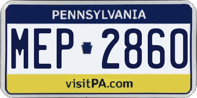 PA license plate MEP2860