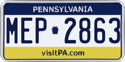 PA license plate MEP2863