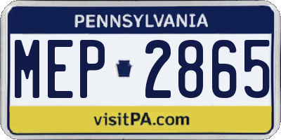 PA license plate MEP2865